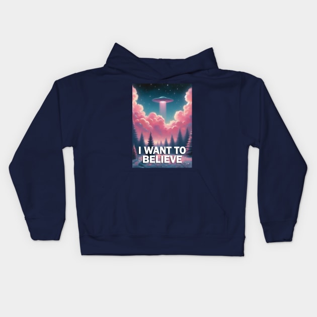 I Want to Believe UFO Poster Kids Hoodie by liminalcandy